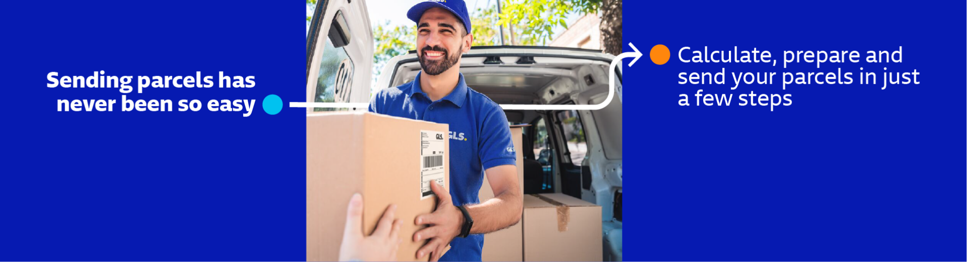 GLS driver collecting parcels from a customer