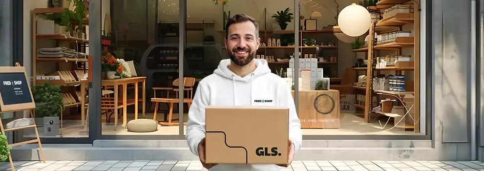 Un e-commerçant prêt à envoyer son colis avec GLS
